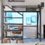 Lit mezzanine double en métal, bureau pliable, station de charge, lumière DEL, rangement pour escalier, garde-corps en filet, noir-871397999