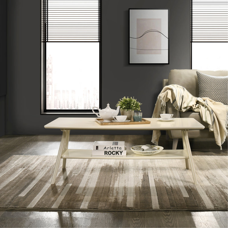 Ensemble de 3 tables basses, tables basses et 2 tables de bout Arona, fini blanc cassé Arona, Off White