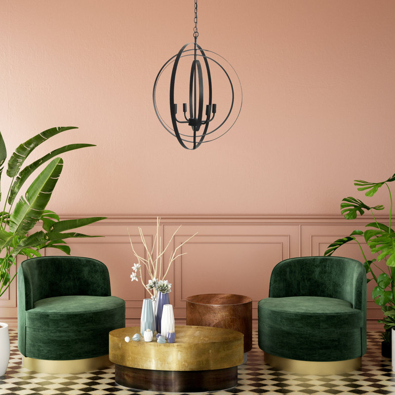 Lustre globe à 4 lumières de style bougie Laliberte, Bronze ébène