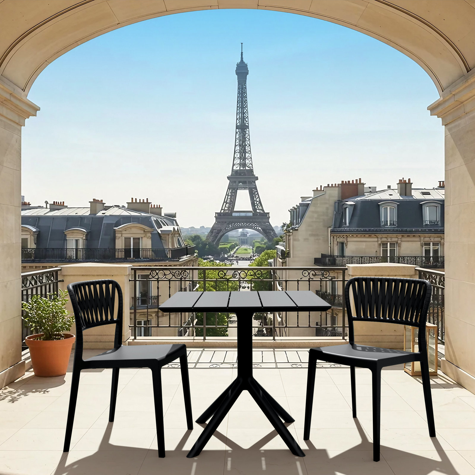 Newport Outdoor Stacking Dining Armchair, Black