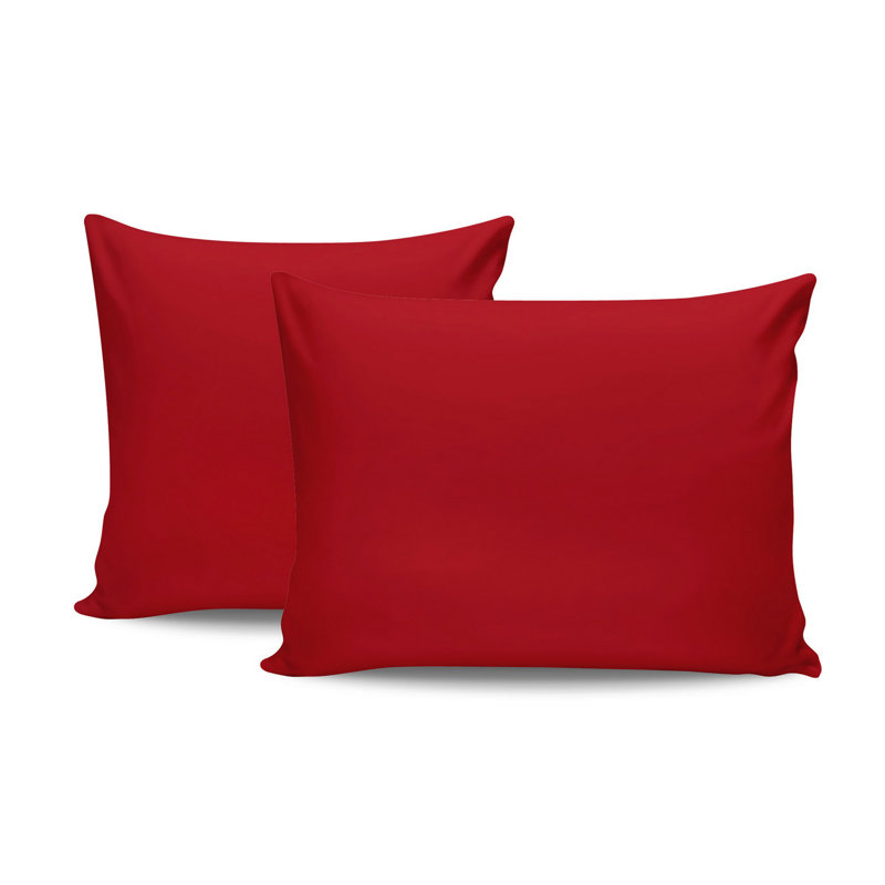 Luxury Pillowcase Set (2 Pieces), Red 100% Cotton Ranforce, 31.5 x 31.5 inches | Envelope Closure, 145 Thread Count | Soft, Breathable & Machine Washable for Enhanced Comfort in Any Bedroom