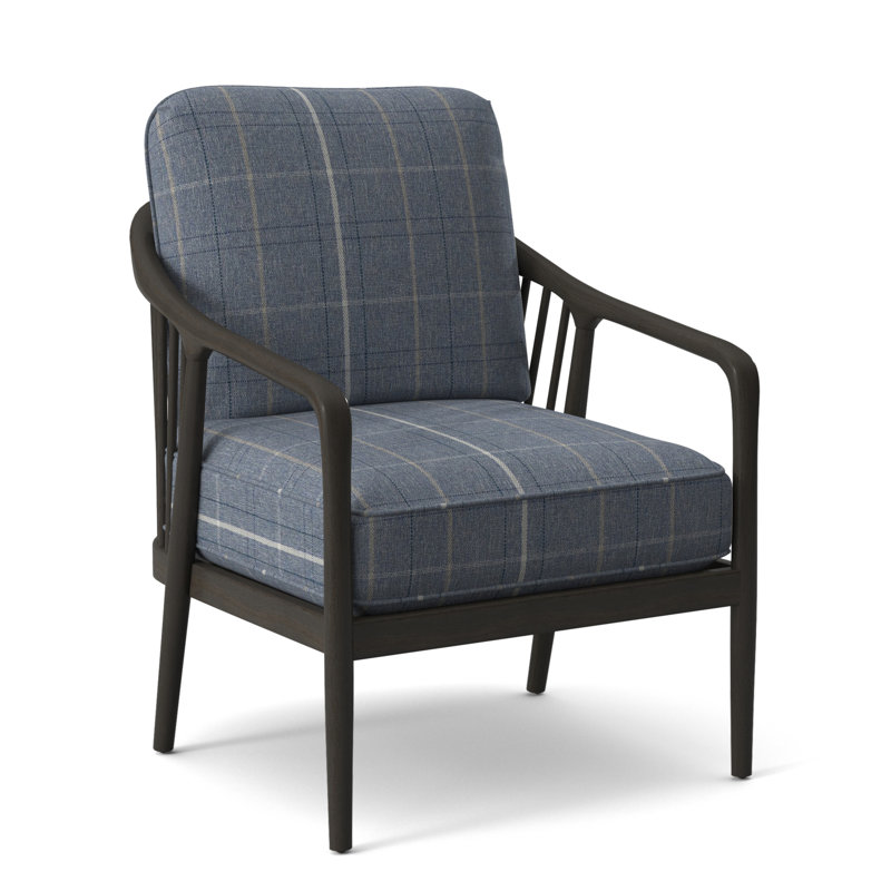 Guinevere Armchair, Lapis Plaid; 0126-63, Bisque
