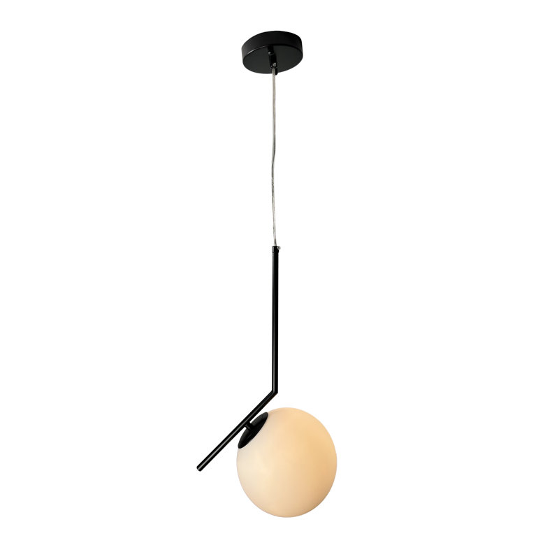 Luminaire suspendu sphère 1 lumière Mertens, Noir mat