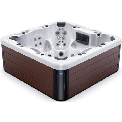 Luxuria Spas 220 Volt 7 Person 100 - Jet Acrylic Square Standard (Hardwired) Hot Tub with Ozonator and Built-In Speaker