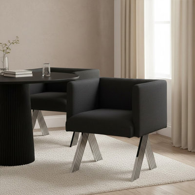 Richerson 45cm H Cotton Upholstered Parsons Chair in Black