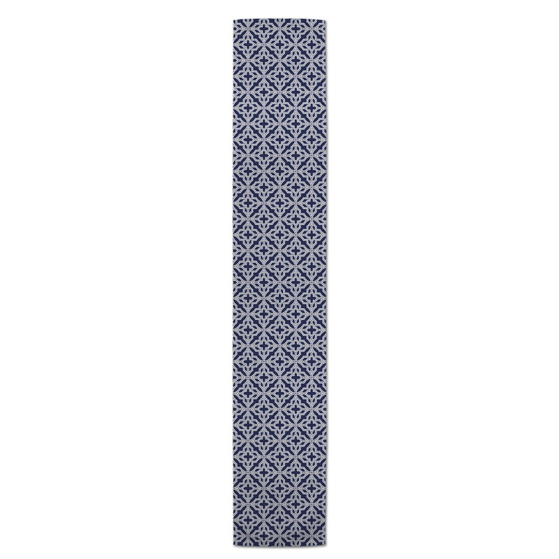 Chemin de table Hovig Geo, 72 po x 16 po, Bleu marine, Geometric 1
