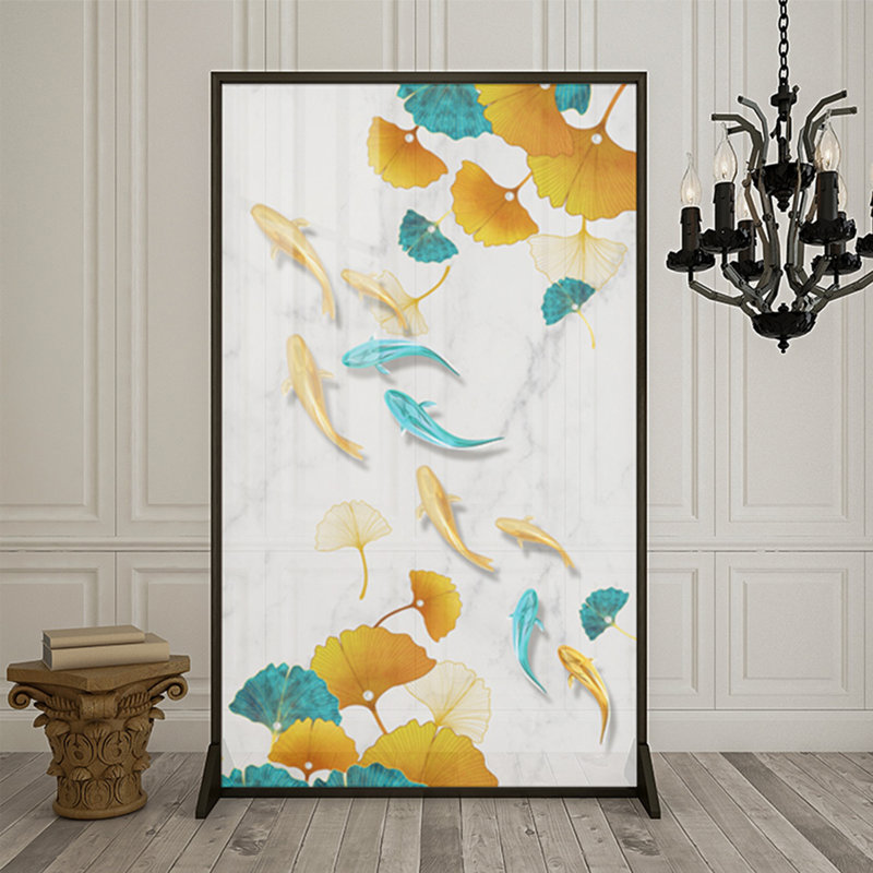 Écran Luxury Ginkgo Koi, H 78,74 po x l 55,12 po x P 1,57 po
