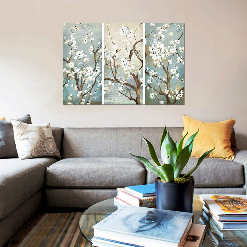 « triptyque », reproduction sur toile, H 18 po x l 26 po x P 1,5 po, Toile avec cadre noir, Pas de tapis