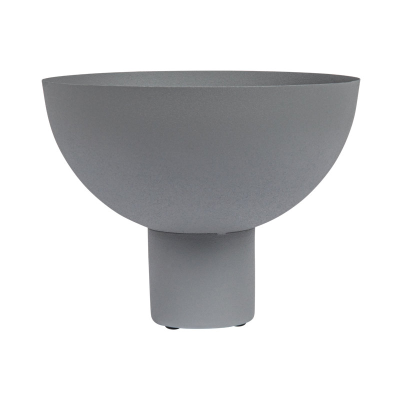 Bol décoratif à pieds en métal, H 9 po x l 12 po x P 12 po, Gris