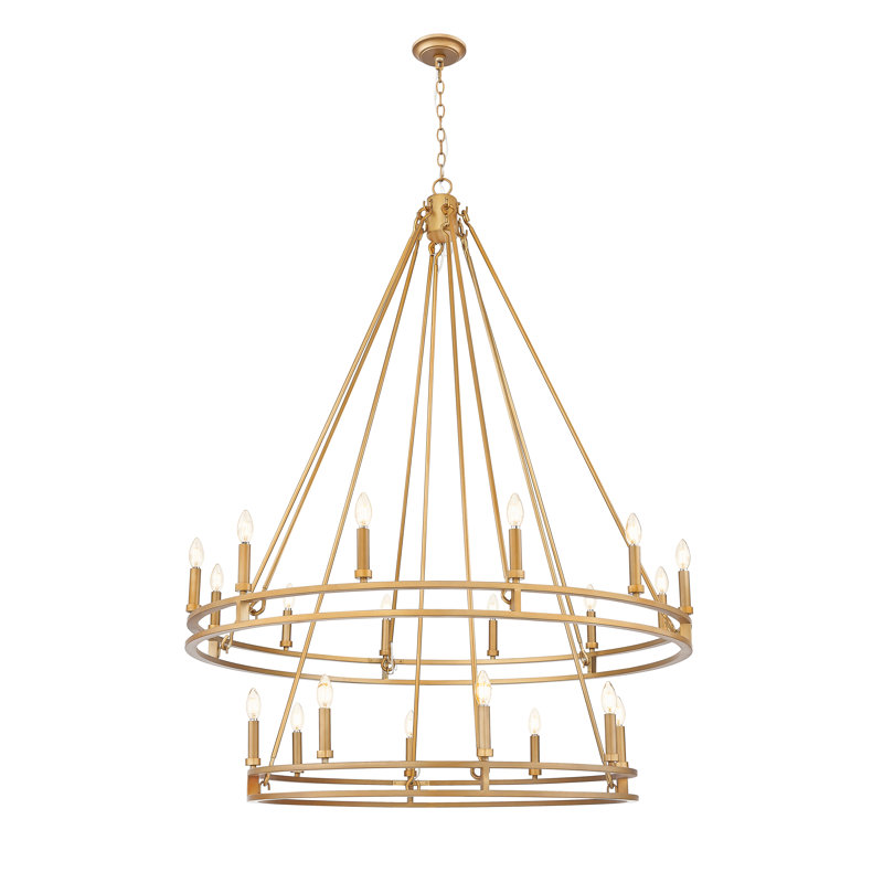 Lustre en laiton Hershel Signature, H 63 po x l 47,5 po x P 47,5 po, 20 lumières