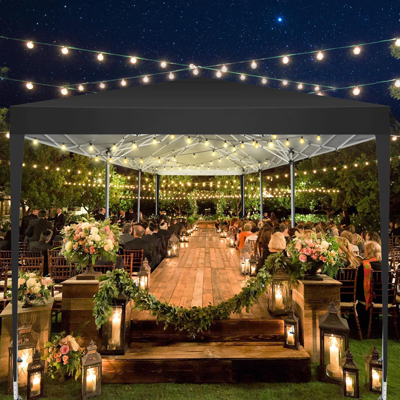 10x 30 FT Pop Up Canopy Tent with Removable Sidewalls, Black