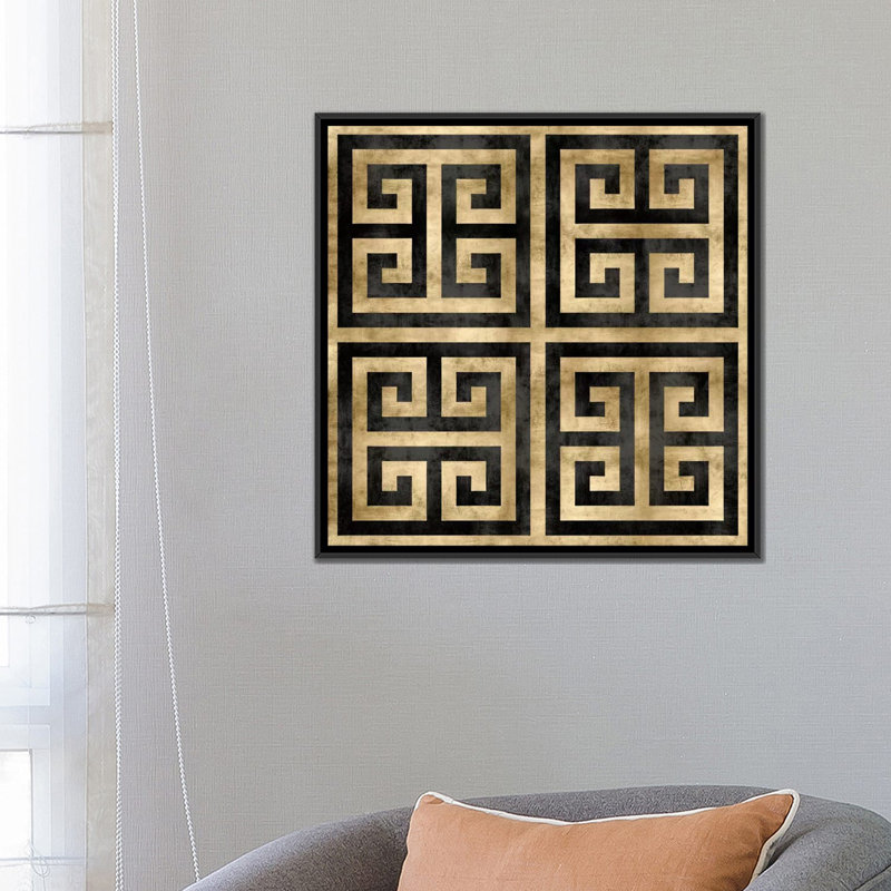 «Greek Classic II», impression sur toile, H 26 po x l 26 po x P 1,5 po, Toile avec cadre noir, Pas de tapis