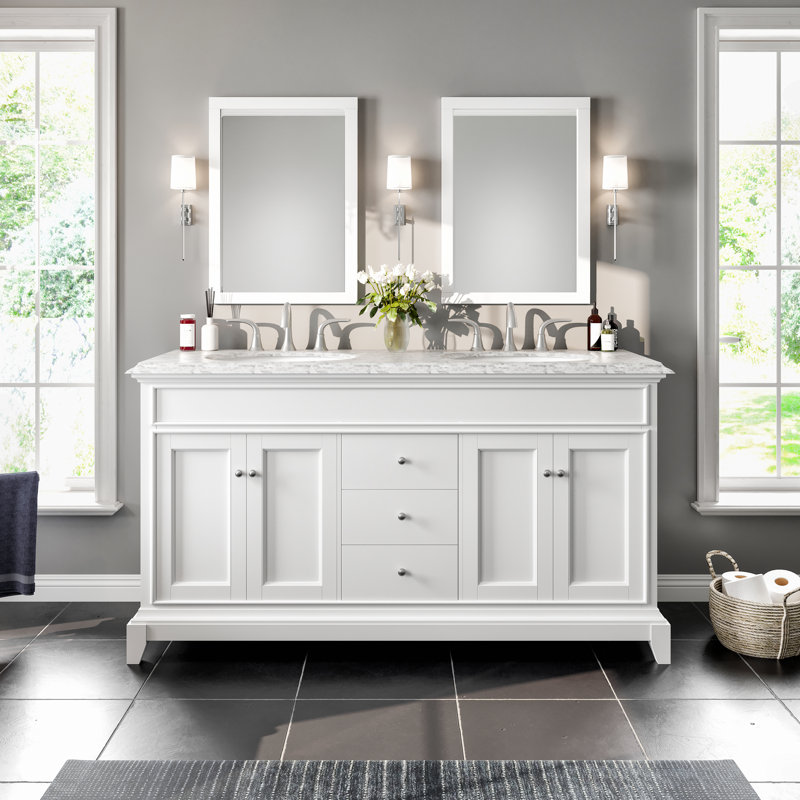 Pineville 60" Double Bathroom Vanity Set, White