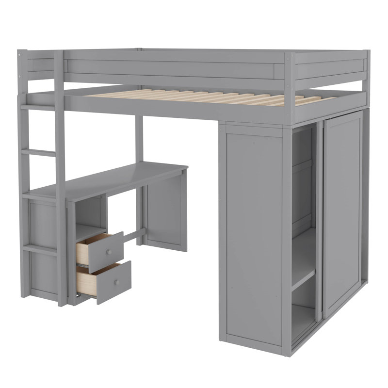 Ieishia Kids Loft Bed, Gray, Full