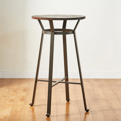 Overstreet Round Solid Wood Top Metal Base Dining Table