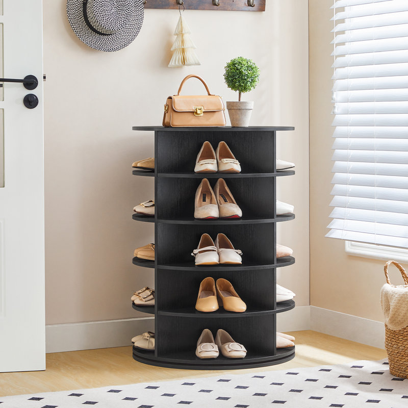 Yasmani 23.6" W 5-Tier Rotating Shoe Rack, Black