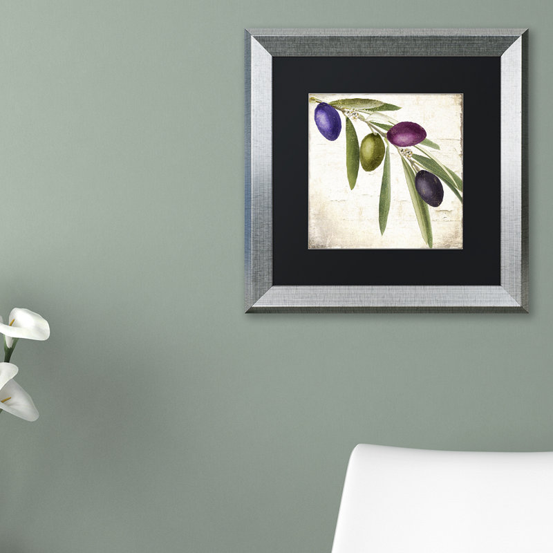 «Olive Branch IV» par Jadaya, reproduction d'art encadrée, H 11 po x l 14 po x P 0,5 po, Noir, Argent