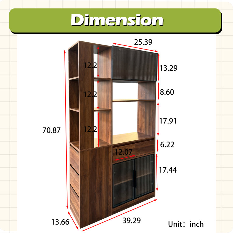 Armoire de rangement de 70,87 po de hauteur avec espace de rangement multifonctionnel