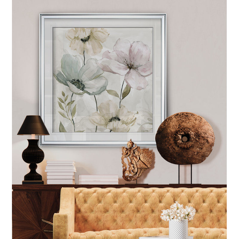 «Hibbitts Garden Grays», reproduction d'art graphique, H 16 po x l 16 po x P 2 po, Cadre argenté