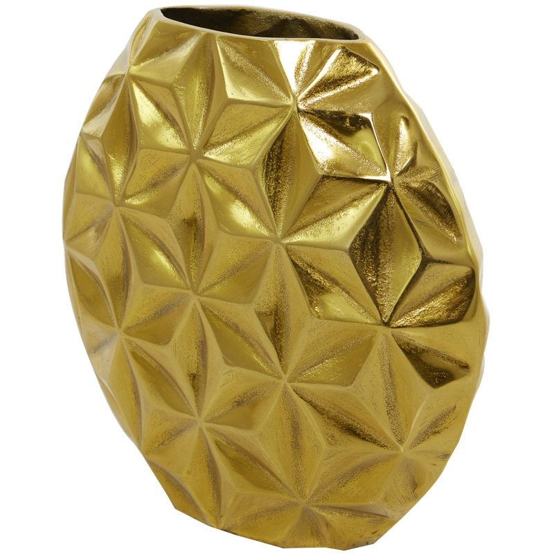 Vase en aluminium, H 11,2 po x l 12,25 po x P 4,15 po, Or