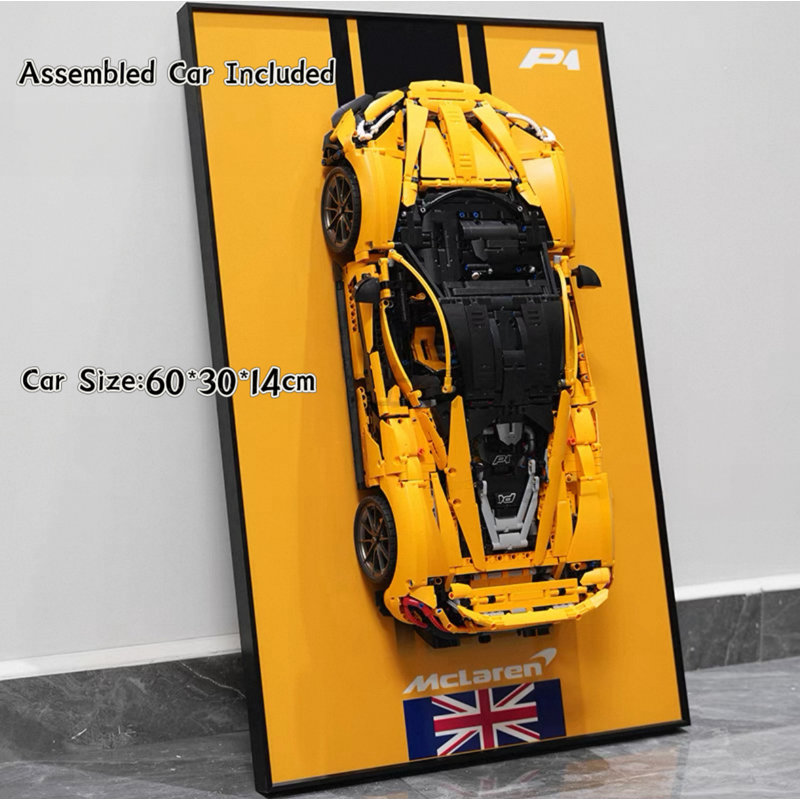 Voiture d'assemblage avec affiche, art mural