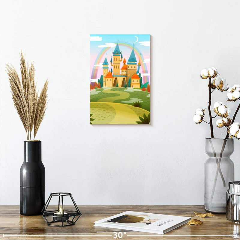 Caricature du château d'Ashelle, H 12 po x l 8 po