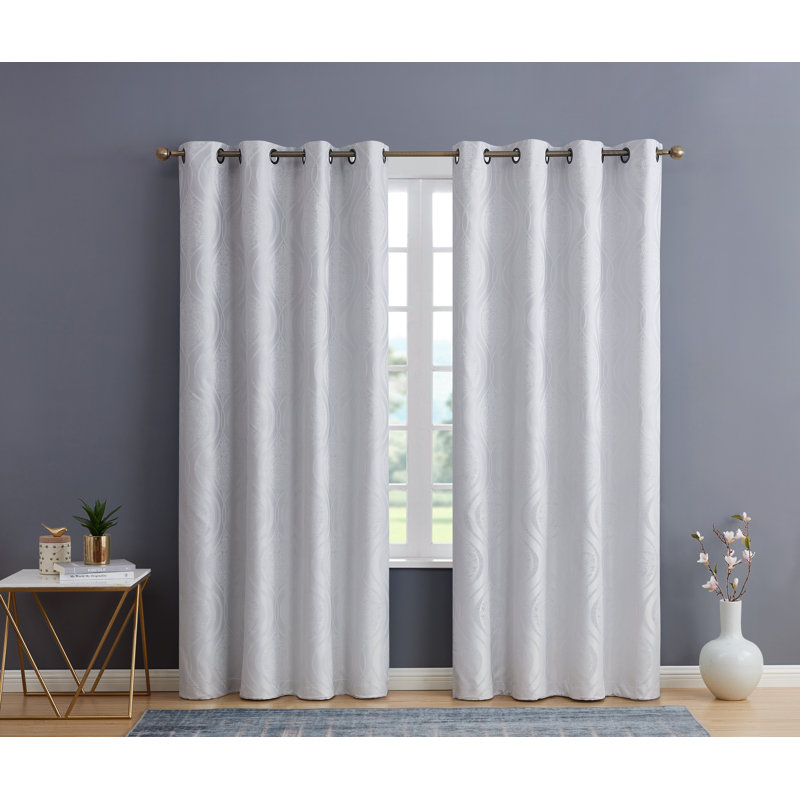 Guildford Curtain Pair, 52" W x 63" L, White