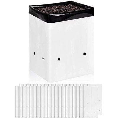 iPower 100-Pack Black and White Grow Bags Panda Film Containers for Plants, Seedling and Rooting, Square Shape