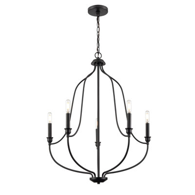 5 lumières 25 po Lustre noir mat
