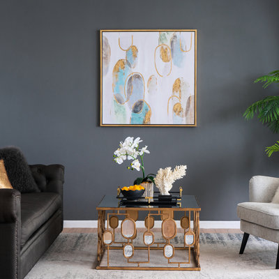 39,5 "X carré, peinture à l'huile murale pour la salle à manger, avec des accents multicolores et 25% de décoration de salon en bois de sapin