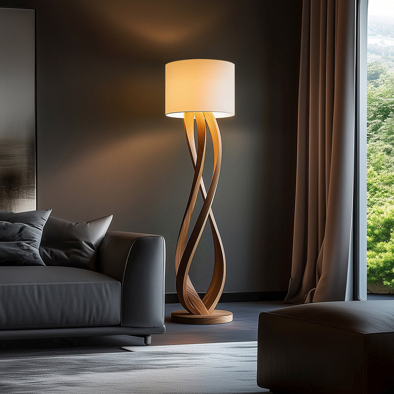 Creative High-End Living Room Solid Wood Atmosphere Standing Lamp