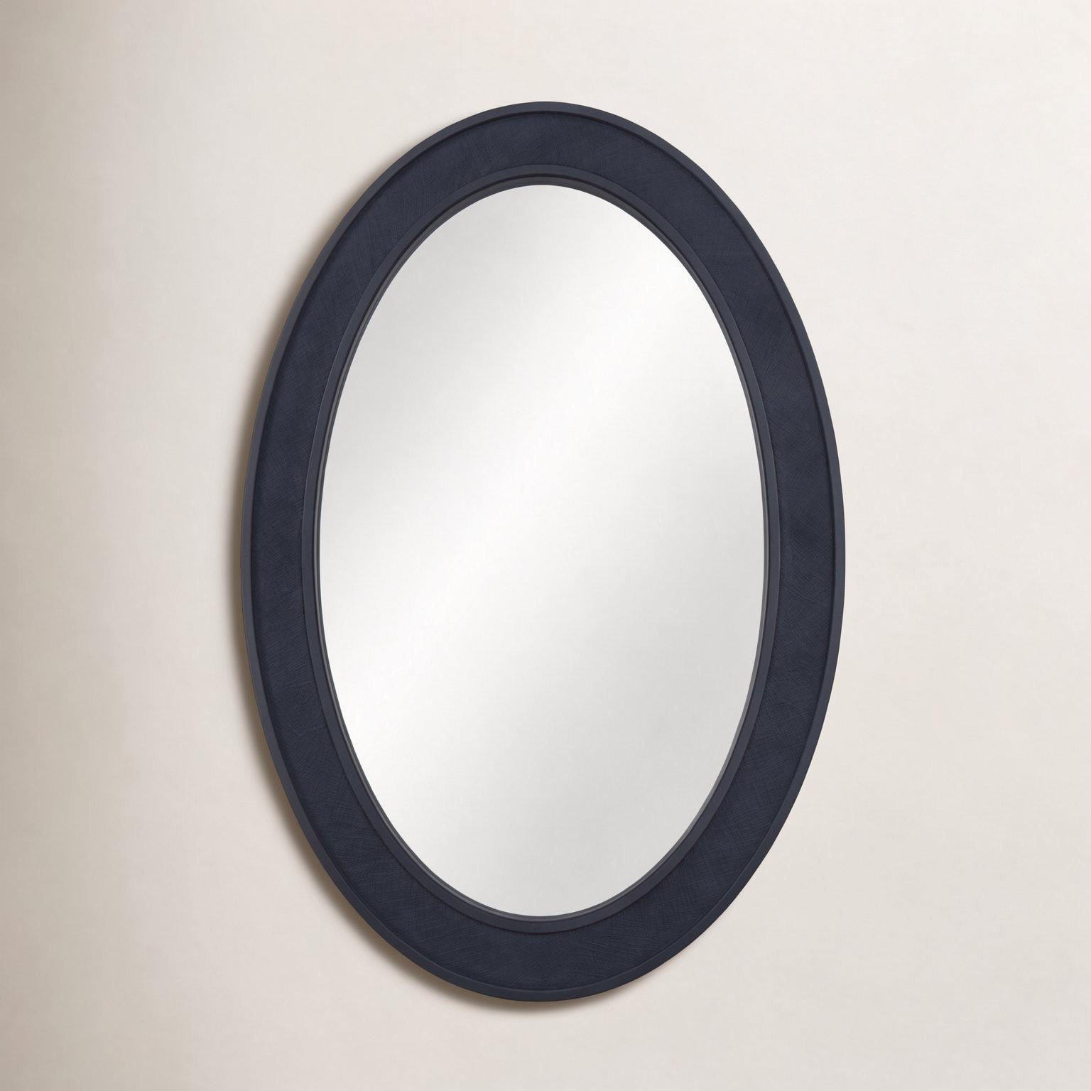 24" Oval Accent Mirror, Navy