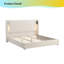 Beige Luxury Upholstered Bed Frame – High Wingback Headboard, USB Charging Port & Adjustable Reading Lamp, No Box Spring-843190216