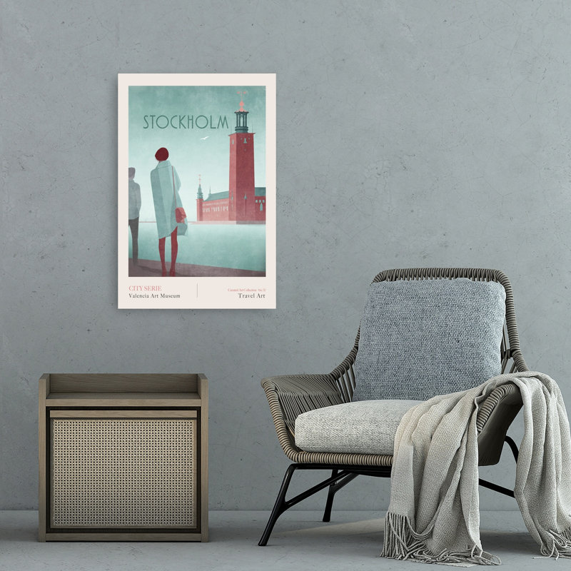 Stockholm 2 - Stockholm City Hall Elegant Retro Serene Architecture City Wall Art Print 1 Piece Wrapped Canvas Wall Art