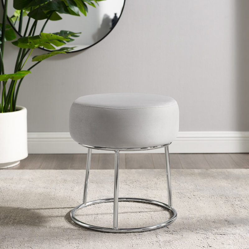 Bonview Iron Accent Stool, Silver Frame/ Gray Top
