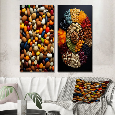 Nuts Crunchy Multicolor Palette - Nuts Canvas Prints Set Of 2