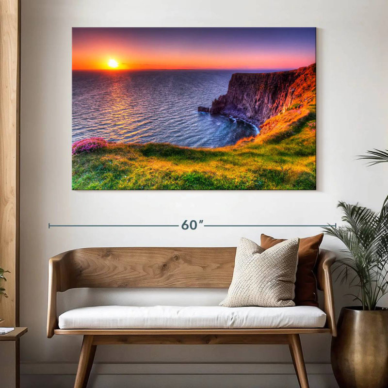 Ravi, coucher de soleil sur les falaises, H 34 po x l 51 po
