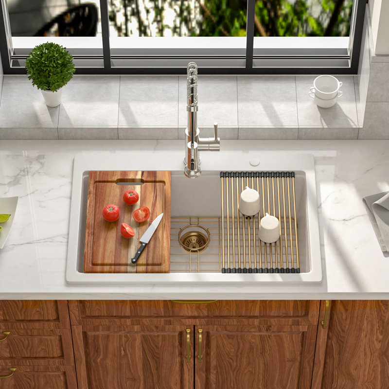 Évier de cuisine en granite à cuve simple en quartz