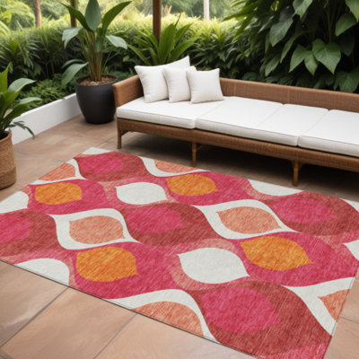 Tapis intérieur lavable 10 pi x 14 pi rose mauve et orange Ogee