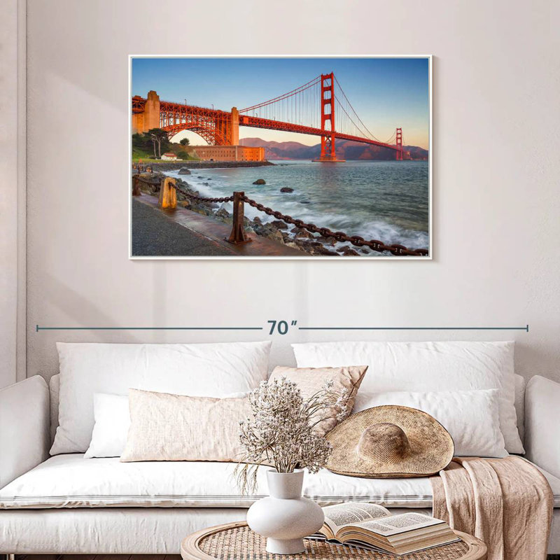 Golden Gate Bridge Waters, Cadre flottant blanc, 43 po x 29 po