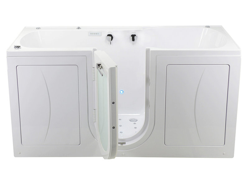 Ella Big4Two 36"x80" Hydro + Air Massage w/ Independent Foot Massage Acrylic Two Seat Walk-In-Bathtub, Right Outswing Door, Heated Seats, 2x2 Piece Fast Fill Faucet, 2" Dual Drain