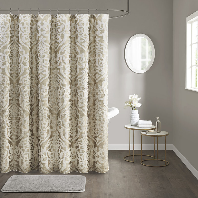 Rideau de douche jacquard, Brun clair / ivoire
