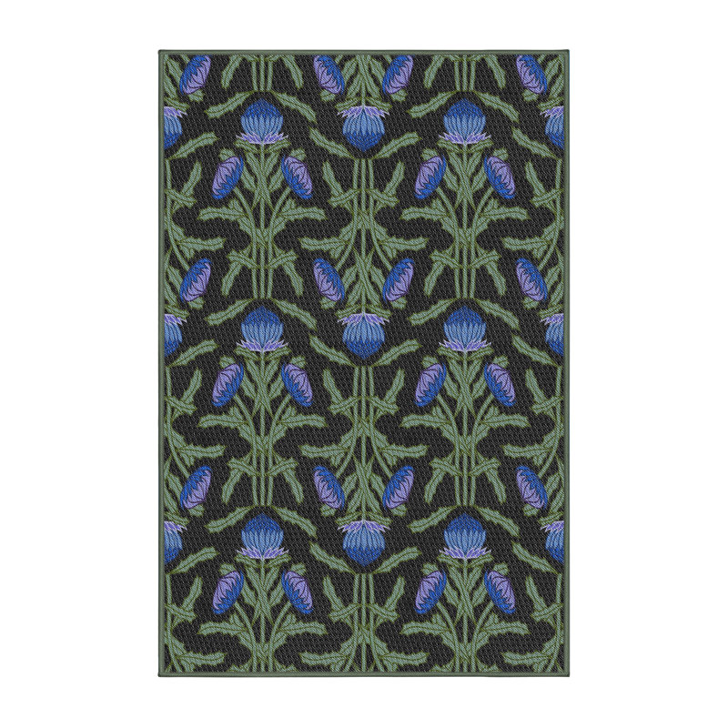 Tapis bleu foncé tissé à la machine, Rectangle 5 pi x 7 pi