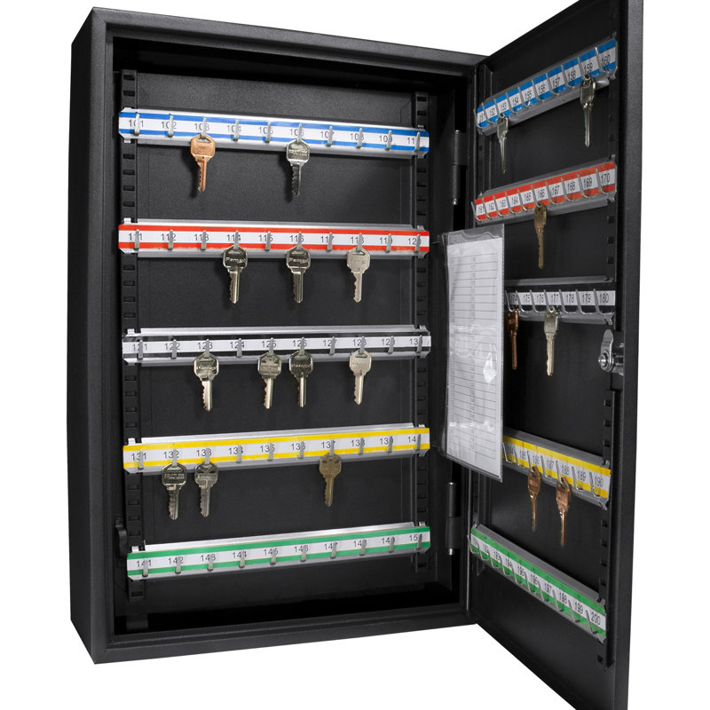 Key Cabinet With 200 Capacity - Adjustable Steel Lock Box And Colorful Tags For Organized Storage In Homes Workplaces Keys Construction Convenient