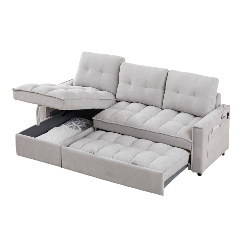 Canapé inclinable de 78,75 po, canapé-lit escamotable avec ports de chargement USB et Tape-C, canapé modulaire en forme de L avec rangement inclinable et rangement avec accoudoirs, canapé de salon confortable