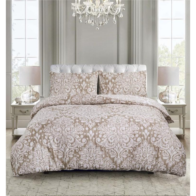 McTeer Microfiber, Polyester Duvet Cover Set with Pillowcases, Floral, Super King - 2 Standard Pillowcases, Jasmine Silver