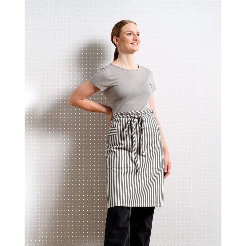 Bistro Apron with Pockets, Striped Charcoal