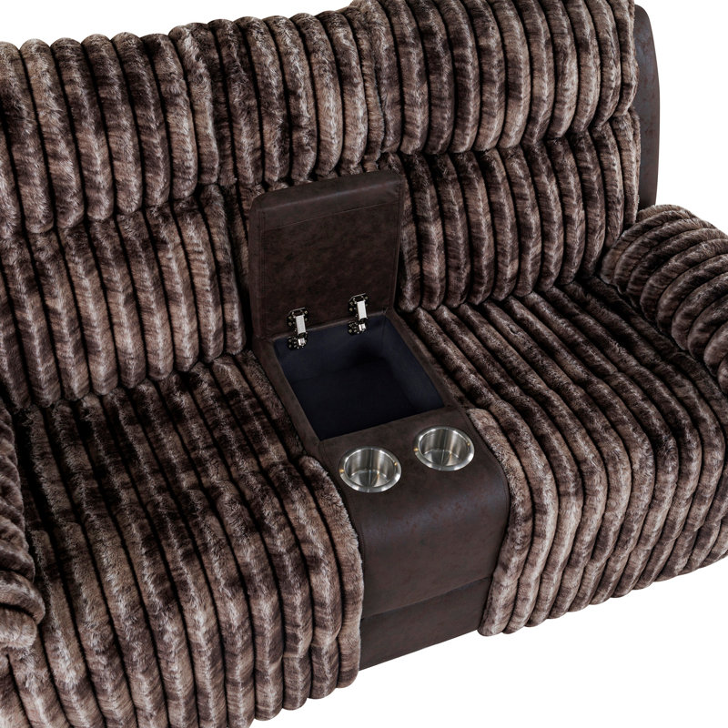 Bruni Brown Console Reclining Loveseat, manual Recline Function