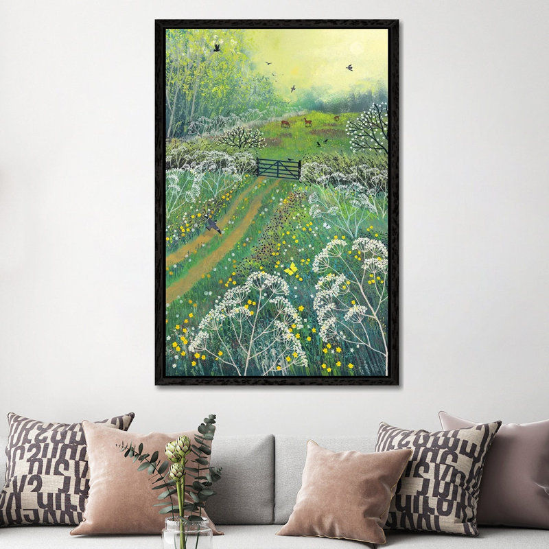 The Gate To May Meadow by Jo Grundy - Print on Canvas, 152.5 cm H x 101.5 cm W, Black Framed