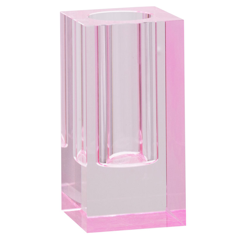 Huntingburg Glass Table Vase, Pink, 7.9" H x 3.9" W x 3.9" D
